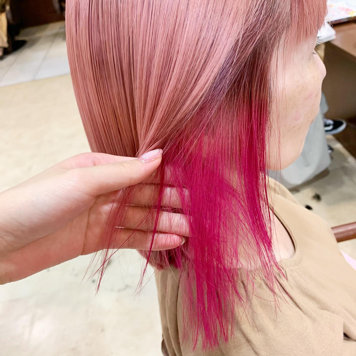 可愛い桜ピンクの春色カラー 公式 Amica アミカ 下関美容室